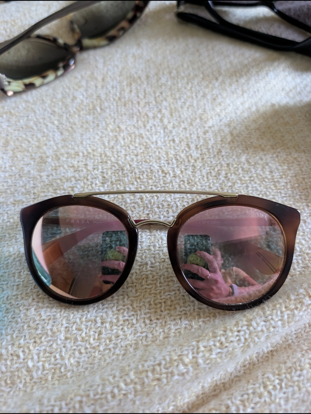 Prada Brown Frame Sunglasses with Pink Gradient Lenses